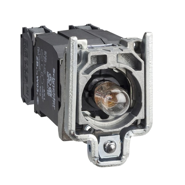 Schneider Electric Complete body/contact assembly and light block, Harmony XB4, with body/fixing collar, BA9s incandescent bulb, 220.240V, 1NO + 1NC ZB4BW045 - main