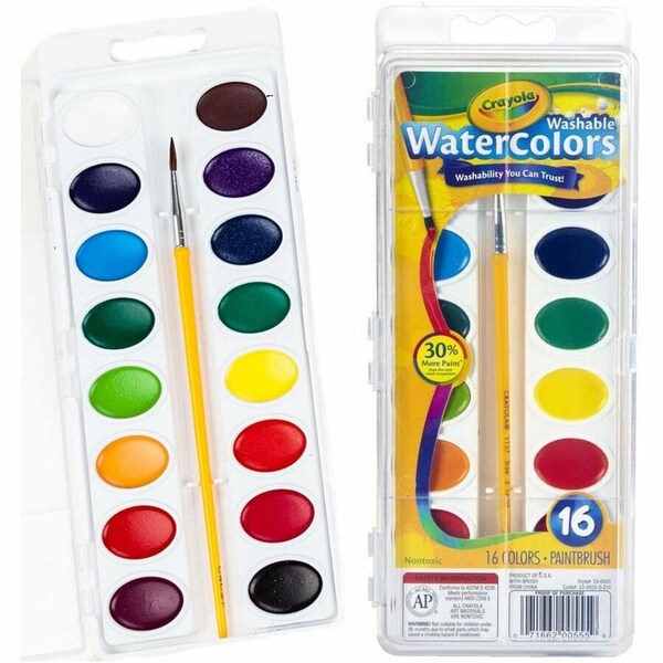Crayola Washable Watercolor Set, Assorted, 16PK CYO530555 - main