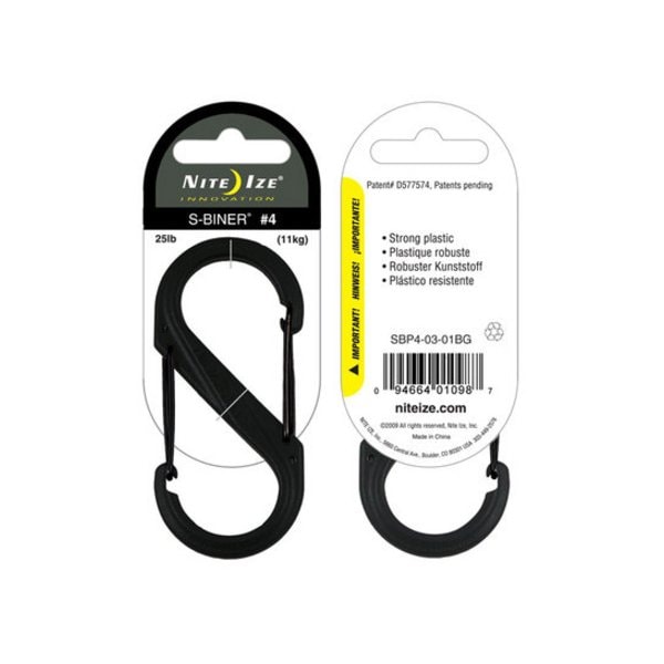 Nite Ize Carabiner Clip, 3-1/2 In., Plastic, Black SBP4-03-01BG - main