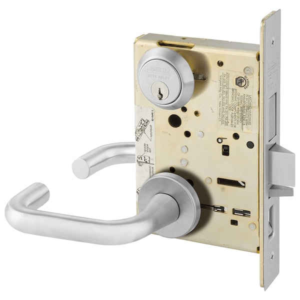 Sargent Grade 1 Apartment Corridor Door Mortise Lock, J - Lever, LN - Rose, Satin Chrome 8243 LNJ 26D - main