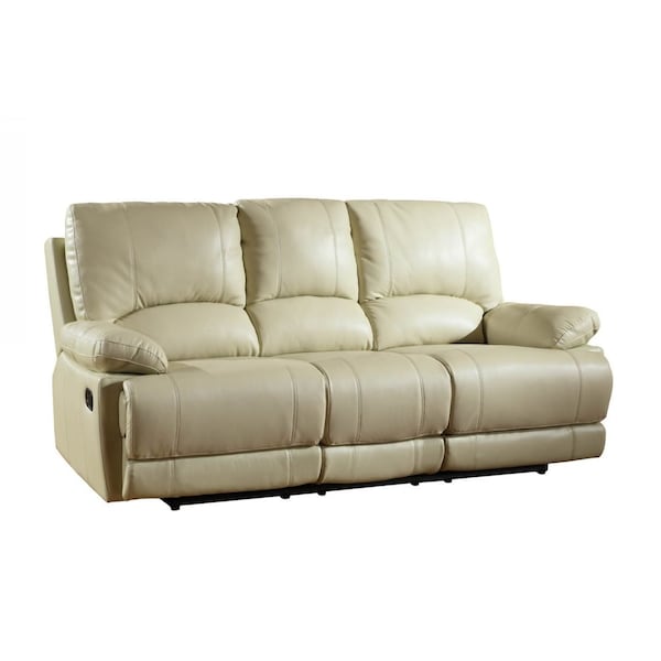 Homeroots 89" Beige Faux Leather Sofa With Black Legs 329412 - main
