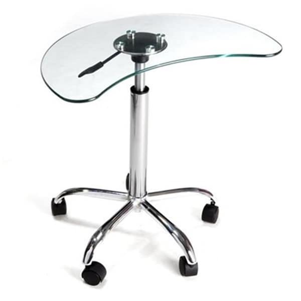 Tosafos Clear Glass and Aluminum Laptop Stand with Casters TO2647957 - main