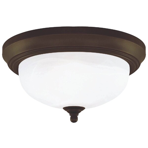 Home Impressions 13'' Oil Rubbed Bronze Incandescent Flush Mount Ceiling Light Fixture with Alabaster Glass IFM413ORB - main