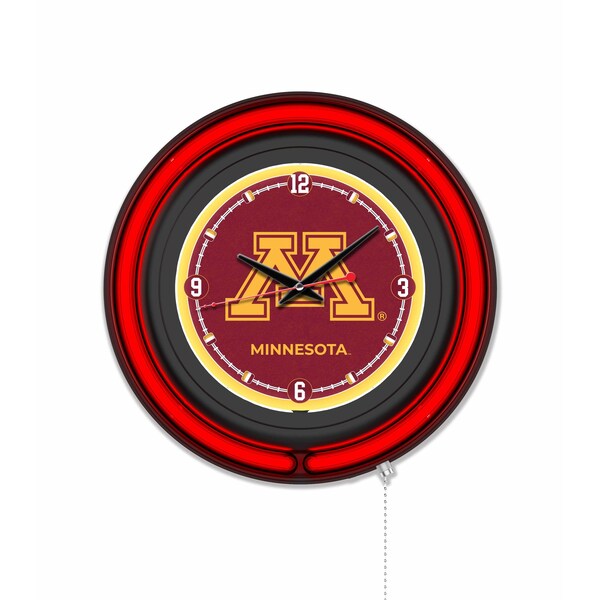 Holland Bar Stool University of Minnesota 15 Double Neon Wall Clock Clk15BK - main
