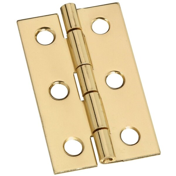 National Hardware Decorative Narrow Hinge, 2 in H Door Leaf, 0.04 in Thick Door Leaf, Brass, Solid Brass, 5 lb, 2PK N211-300 - main