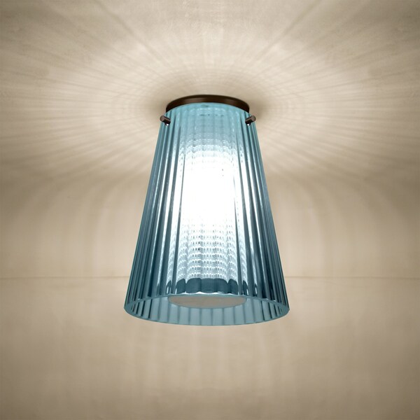 Besa Lighting Dion Ceiling, Blue Shade, Bronze Finish, 1x9W LED DIONBLC-LED-BR - main