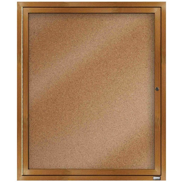 Aarco Enclosed Natural Pebble Grain Cork Bulletin Board w/ Oak Wood Look Finish Al Frame, 36''Hx30''W DCCO3630R - main