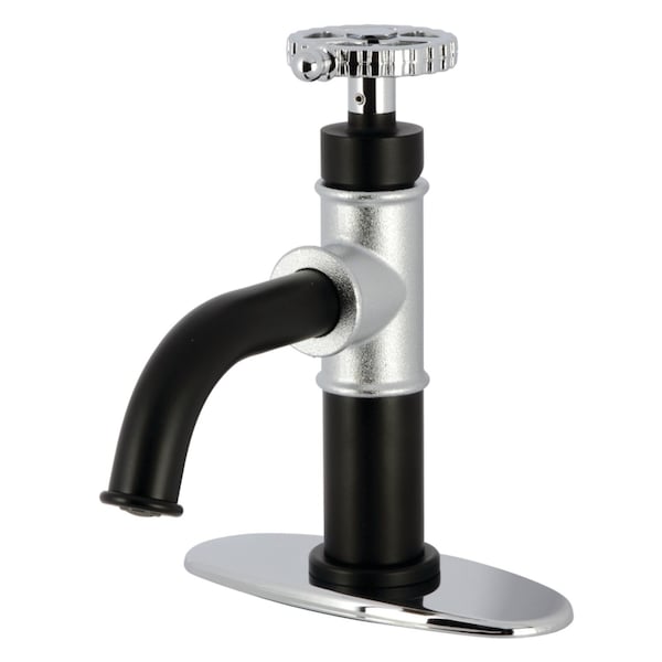Kingston Brass One-Handle 1-Hole Bathroom Faucet with Deck Plate and Push Pop-Up Drain KSD2821CG - main
