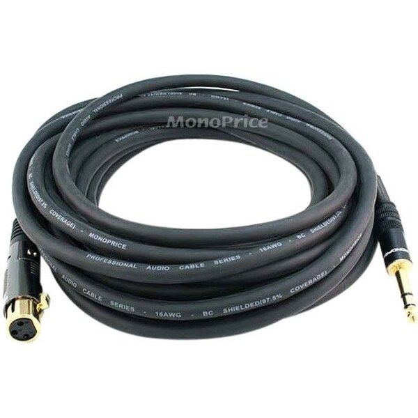 Monoprice 25ft Premier Series XLR Female to 1/4inch TRS Male 16AWG Cable (Gold Plated) 4772 - main