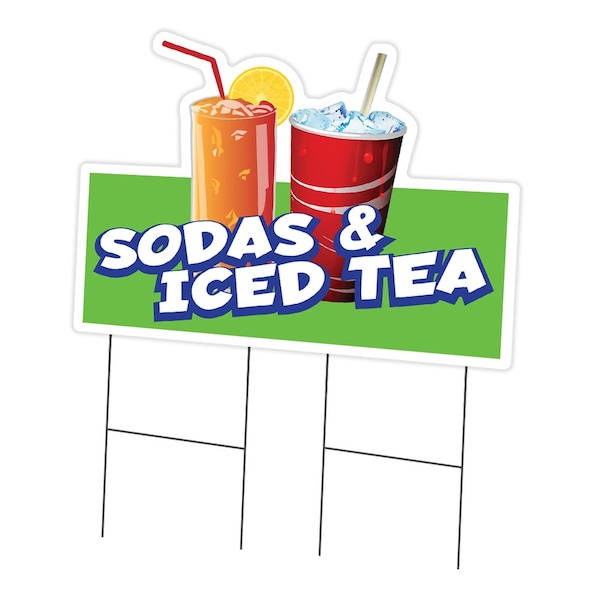 Signmission Sodas & Iced Tea Die Cut Yard & Stake plastic coroplast window, C-DC-2436-Sodas & Iced Tea19 C-DC-2436-DS-Sodas & Iced Tea19 - main