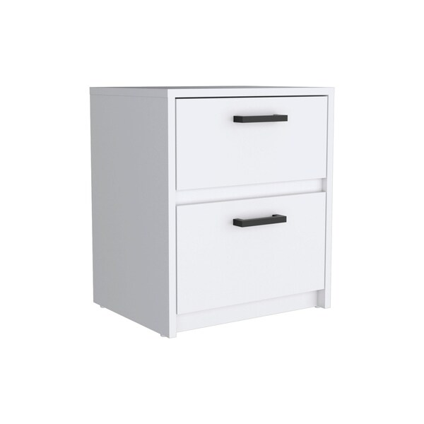 Homeroots 19" White Wood Two Drawer Nightstand 543686 - main