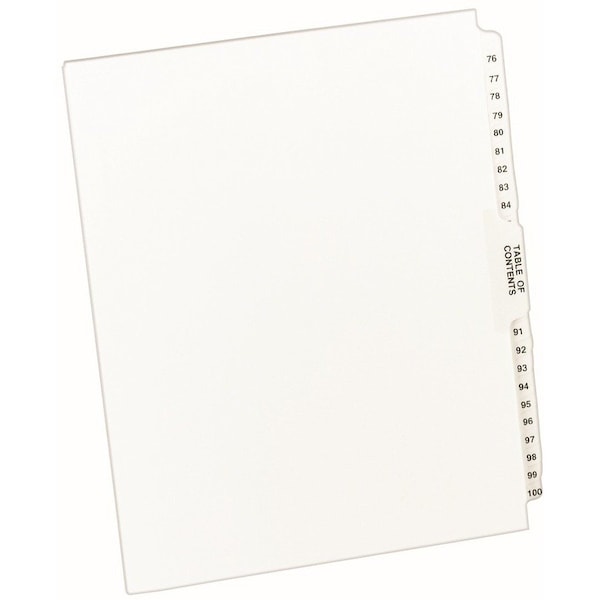 Avery Dennison Avery Premium Collated Legal Exhibit Divider, Printed 76 to 100, 8.5"x11", 26 Tabs, White/White 11397 - main