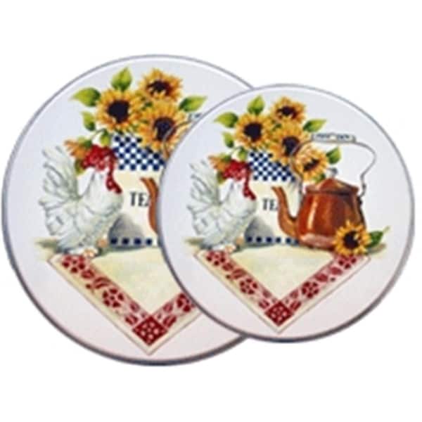 Reston Lloyd Electric Tin Burner Cover Set 4 Rooster & Copper Kettle RE440593 - main