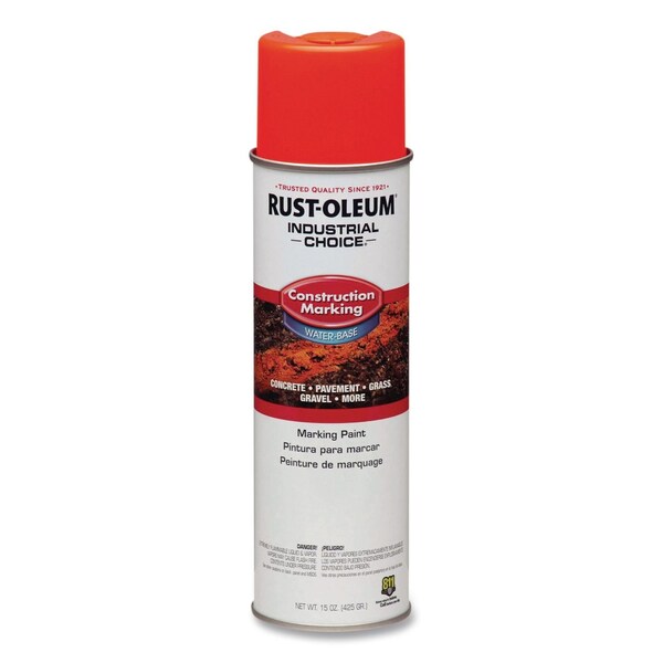 Rust-Oleum IC M1400 Water-Based Construction Marking Paint, Gloss Fluorescent Red-Orange, 17 oz Aerosol, 12PK 264699 - main