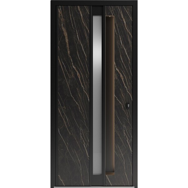 Vdomdoors Aluminum Door with Hidden Handle Hiddex 0155 Natural Noir Entry Steel Metal Modern Painted W36xH80 HIDDEX0155EXD-NOIR-W36xH80-RH-I - main