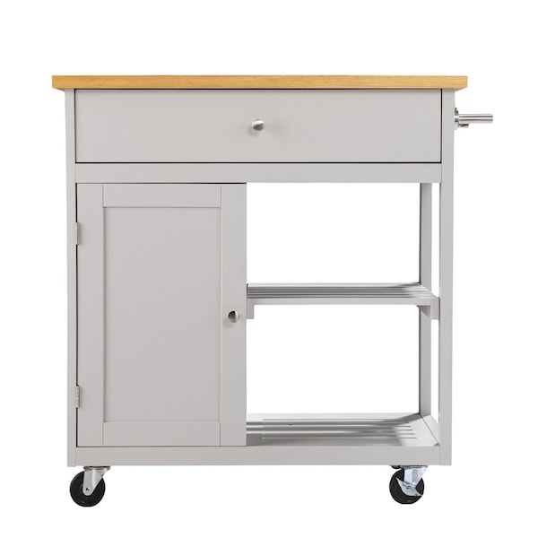 Homeroots Gray and Natural 35in Rolling Kitchen Island With Storage 402561 - main