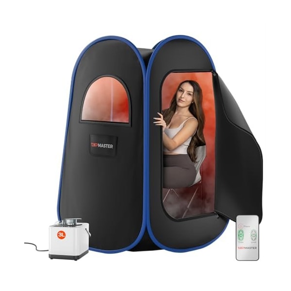 Topmaster Portable Steam Sauna for Home, 3L Steamer, 9 Heat Levels, Black Waterproof Tent, Chair TMSAUST10BLK.6 - main