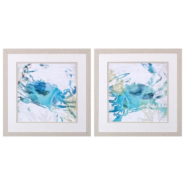 Homeroots Set Of Two Jeweled Crustacean White Framed Print Wall Art, 2PK 484170 - main
