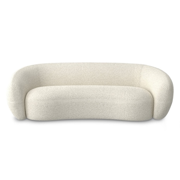 Homeroots 89" Cream Fabric Sofa With Walnut Legs 640987 - main