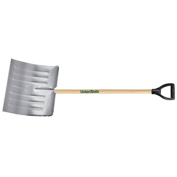 Union Tools Snow Shovel, 18 in W Blade, 1412 in L Blade, Aluminum Blade, Wood Handle, 51 in OAL 1640400 - main