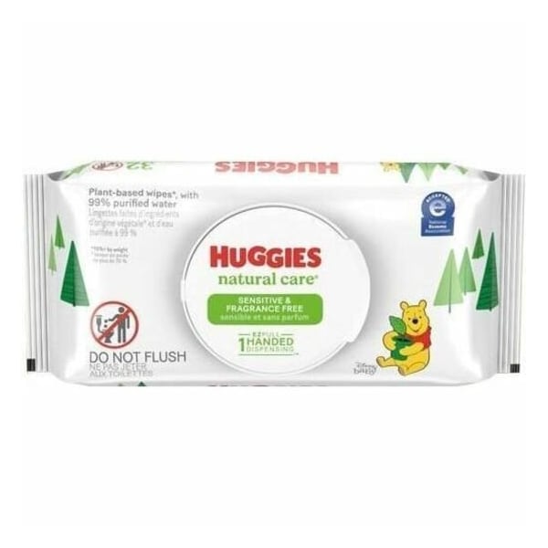 Huggies Natural Care Sensitive Baby Wipes, 3.88 x 6.6, Unscented, White, 56 Wipes, 8PK 31803 - main