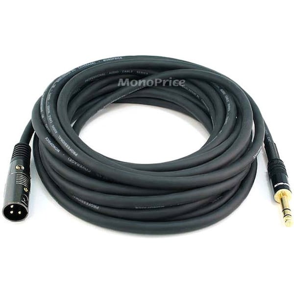 Monoprice 25ft Premier Series XLR Male to 1/4inch TRS Male 16AWG Cable (Gold Plated) 4764 - main