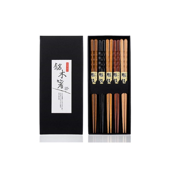 Carne Organic Fancy Hardwood Japanese Reusable Wood Chopsticks - Pair of 5 CA4251861 - main