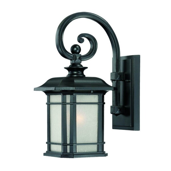 Homeroots Matte Black Frosted Linen Glass Lantern Wall Light 398626 - main