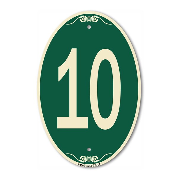 Signmission Number 10, 12 Inch X 18 Inch Architectural Oval, Heavy Gauge Aluminum A-OV-G-1218-22912 - main