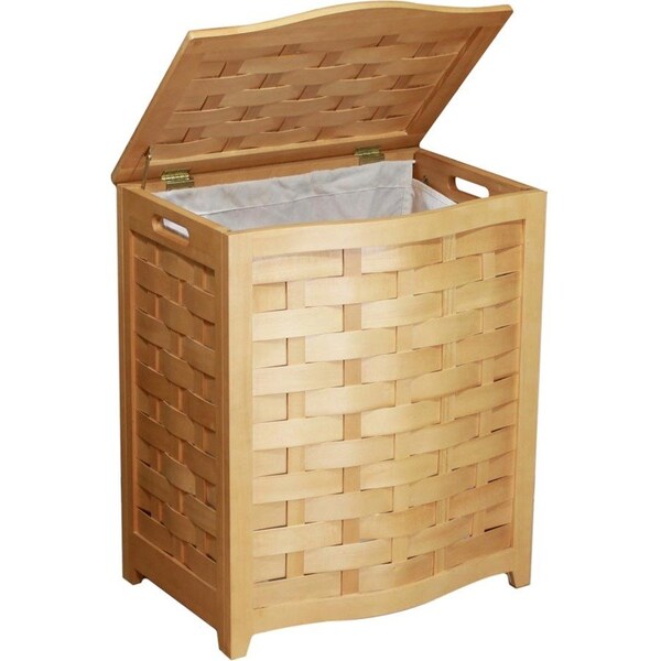 Oceanstar BHV0100N-Natural Finished Bowed Front Laundry Hamper with Interior Bag BHV0100N - main