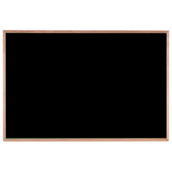 Aarco Porcelain on Steel Chalk Board, Black Porcelain on Steel Chalk Board w/ a Red Oak Frame, 48''Hx72''W OS4872B - main