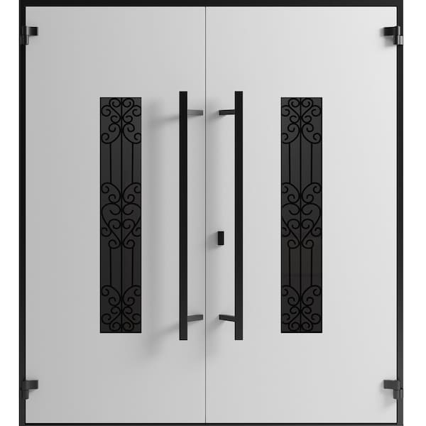 Vdomdoors Front Exterior Prehung Aluminum Double Doors Ronex1205 Bronze Oak Mirrored Clear Glass Entry Metal RONEX1205DEXD-OAK-W72xH80-LH-I - main
