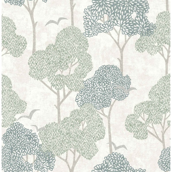 A-Street Prints Lykke Green Textured Tree Wallpaper 4066-26542 - main