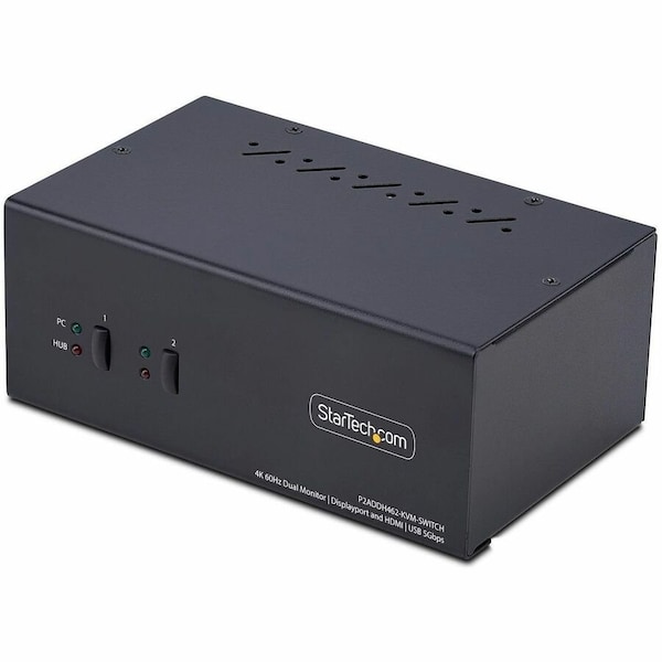 Startech.Com 2-PORT DUAL-MONITOR DISPLAYPORT AND HDMI KVM SWITCH, 4K 60HZ, 1X HDMI & 1X DP MO P2ADDH462-KVM-SWITCH - main