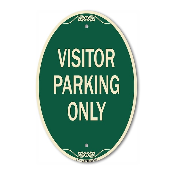 Signmission Parking Reserved Sign Visitor Parking Only, 12 In X 18 In Architectural Oval, Heavy Gauge Aluminum A-OV-G-1218-23376 - main