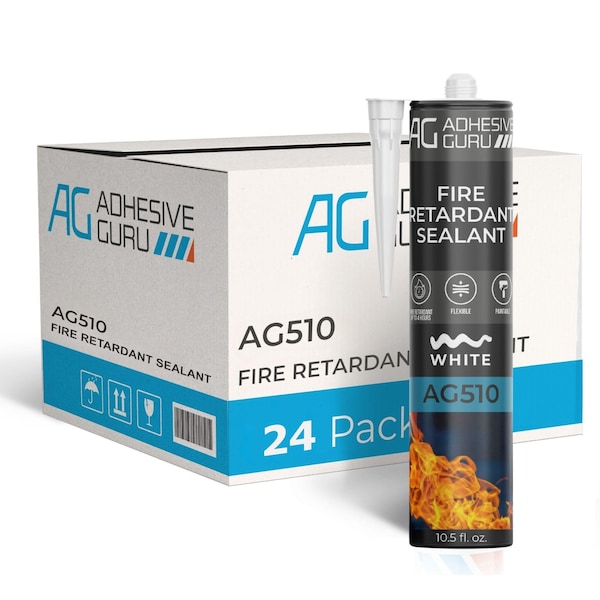 Adhesive Guru AG510 Fire Retardant Sealant, Intumescent Acrylic Caulk, 4-Hour Rated, 10.5 fl oz, 24PK adgr_FrRe_Seal_AG510_24pk - main