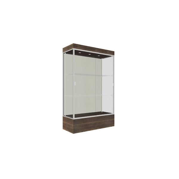 Ghent 76''H x 48''W x 20''D Edge Display Case 12'' Base w/ White Back & Satin Frame 94LFWH-SN-CTK - main