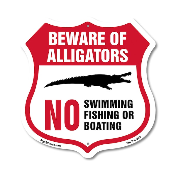 Signmission Alligator Warning Shield Sign Beware Of, 6 Inch X 6 Inch, Plastic Sign SHI-P-6-358 - main