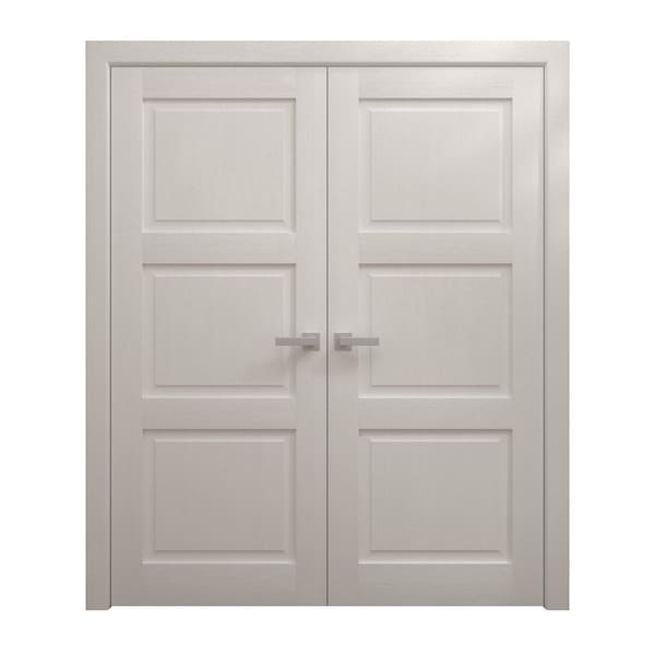 Sartodoors Interior Solid French Double Doors 36 x 80 inches, Ego 5010 Painted White Oak, Wood Interior Solid EGO5010DD-PWO-36 - main
