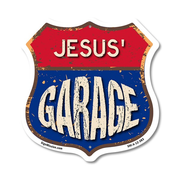 Signmission Jesus's Garage, 12 Inch X 12 Inch, Aluminum Metal Sign SHI-A-12-383-JESUS - main