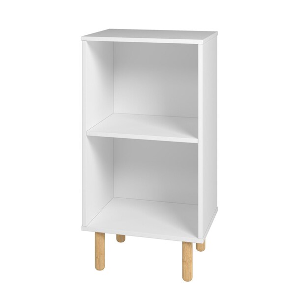 Homeroots 34" Natural And White Wood Two Tier Bookcase 403102 - main