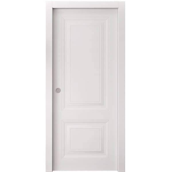 Sartodoors Sliding Pocket Door 18 x 84 inches, BASIC 9422 White, Kit Rail Hardware, Solid Wood Interior Bedr BASIC9422PD-SKIN-1884 - main