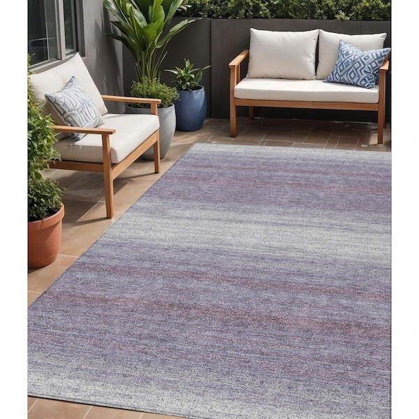 Homeroots 5' X 8' Lavender And Ivory Abstract Washable Indoor Outdoor Area Rug 599983 - main