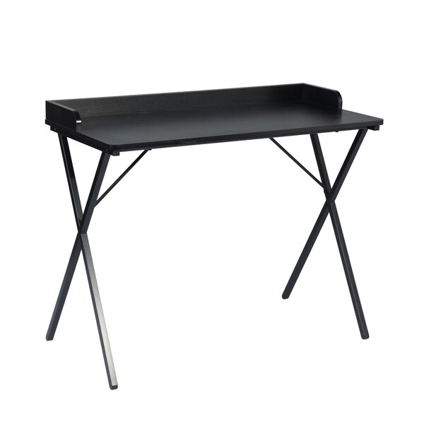 Homeroots 39" Black Wood and Metal X-Shape Computer Desk 568033 - main