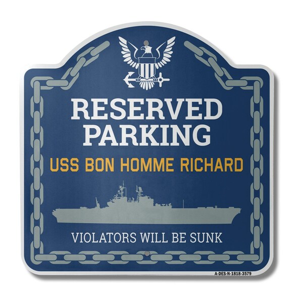 Signmission USS BON HOMME RICHARD, 18 Inch x 18 Inch, Heavy Gauge Aluminum A-DES-N-1818-3579 - main