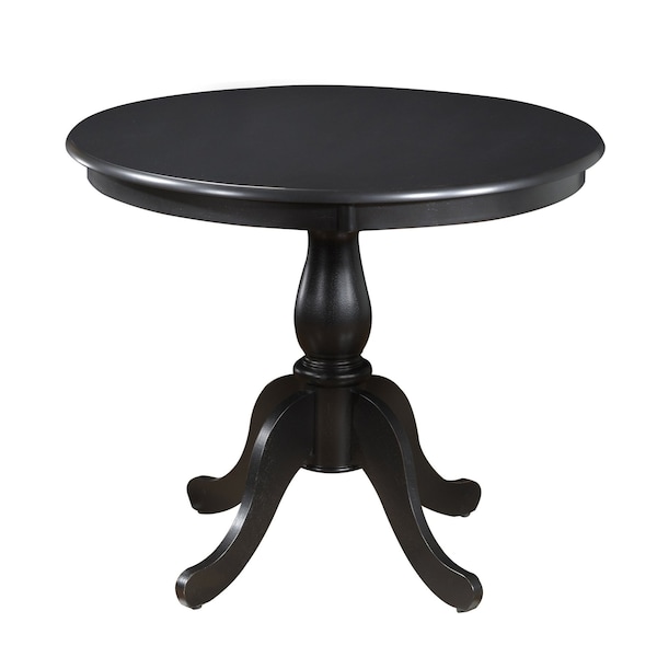 Homeroots 36" Black Rounded Solid Manufactured Wood And Solid Wood Pedestal Base Dining Table 517751 - main