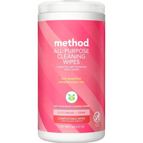 Method All-Purpose Cleaning Wipes, Pink Grapefruit, 70 Wipes, 6PK 338527 - main