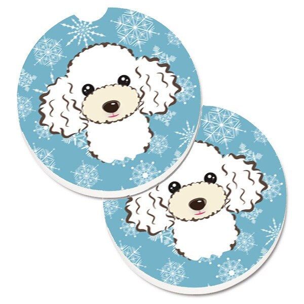 Carolines Treasures Snowflake White Poodle Cup Holder Car Coaster, PK2 BB1691CARC - main