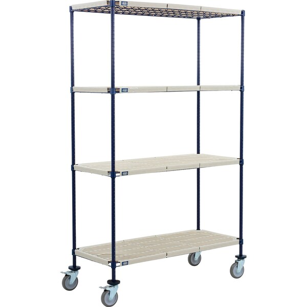 Global Industrial Nexel 4 Shelf Truck, Nexelite, 30"W x 24"D x 60"H, Polyurethane Swivel Casters, 2 Brake B2381649 - main