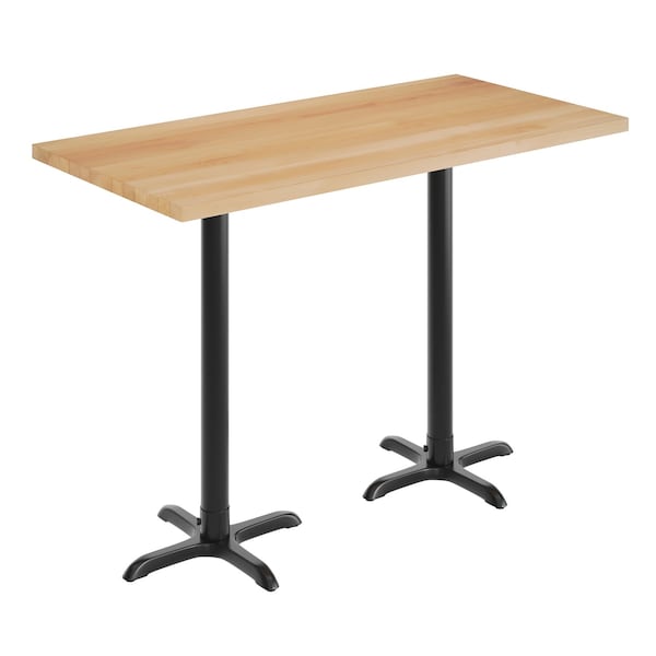 Flash Furniture Bennett 30 in x 60 in Solid Wood Indoor Tabletop in Natural with 22 in x 22 in Bar Height GSF-REC3060-NAT-T2222B-GG - main
